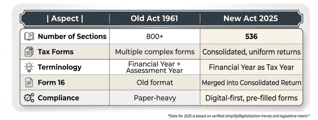 New income tax act vs old act differences